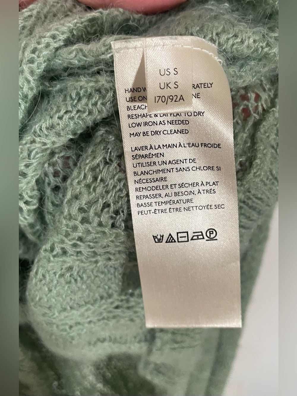 Free People Sweater Small Light Green Boho Wool Alpaca Transition Knit Crop? - Picture 5 of 10
